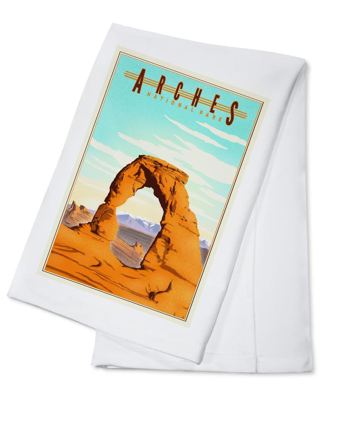 Arches National Park, Lithograph, Lantern Press Artwork, Towels and Aprons Kitchen Lantern Press Cotton Towel 