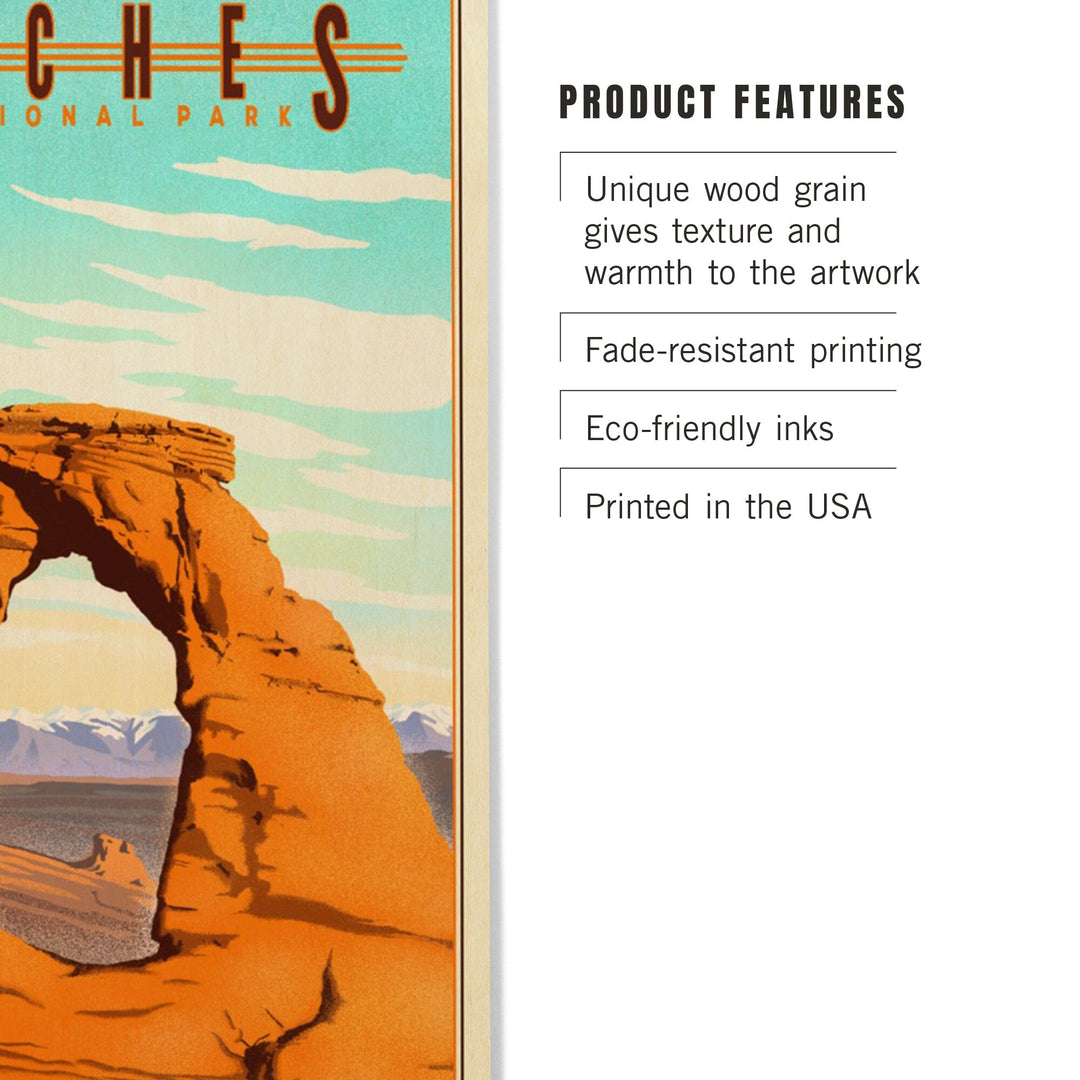 Arches National Park, Lithograph, Lantern Press Artwork, Wood Signs and Postcards Wood Lantern Press 