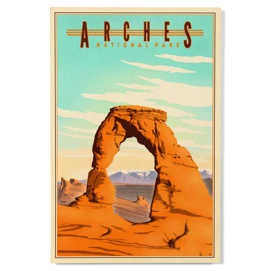 Arches National Park, Lithograph, Lantern Press Artwork, Wood Signs and Postcards Wood Lantern Press 