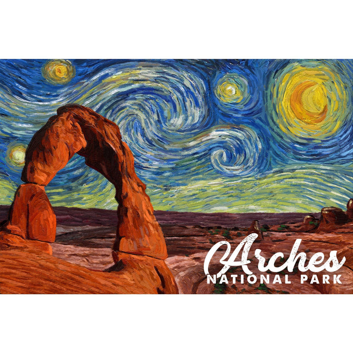 Arches National Park, Starry Night Series, Delicate Arch, Lantern Press Artwork, Towels and Aprons Kitchen Lantern Press 