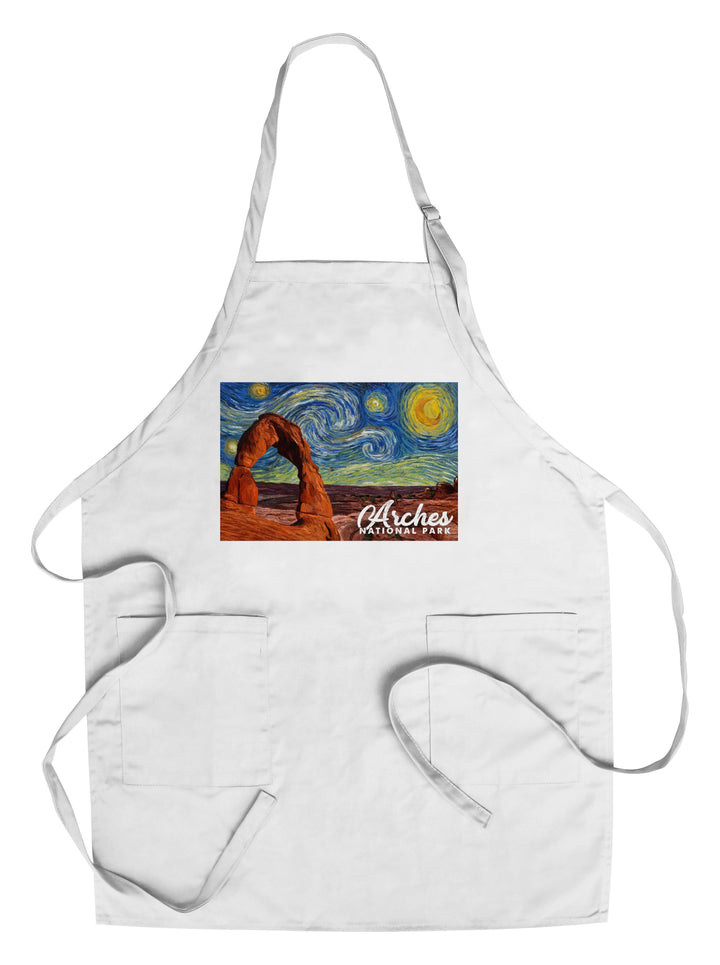 Arches National Park, Starry Night Series, Delicate Arch, Lantern Press Artwork, Towels and Aprons Kitchen Lantern Press Chef's Apron 