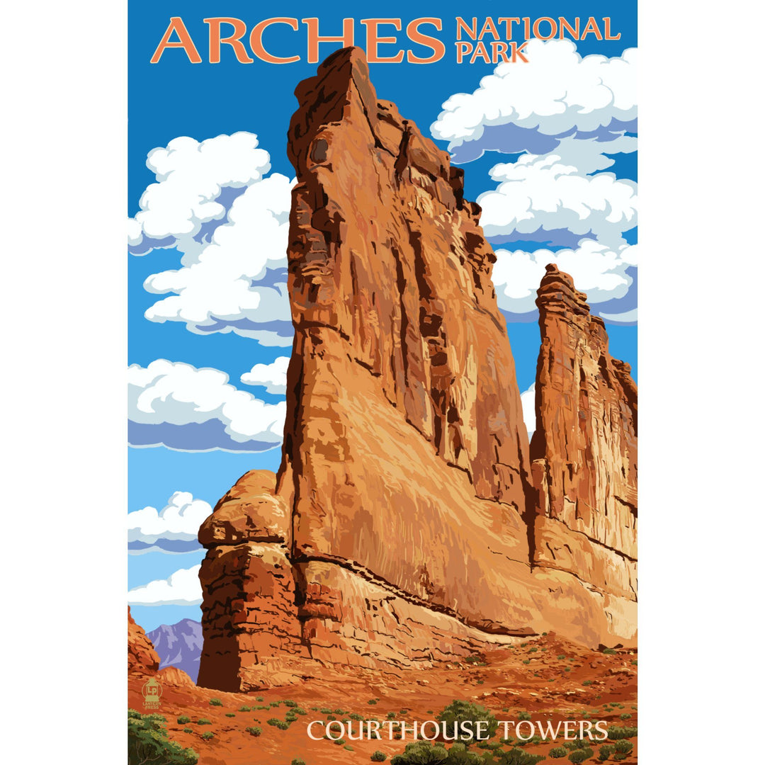Arches National Park, Utah, Courthouse Towers, Lantern Press Artwork, Ceramic Mug Lifestyle-Mug Lantern Press 