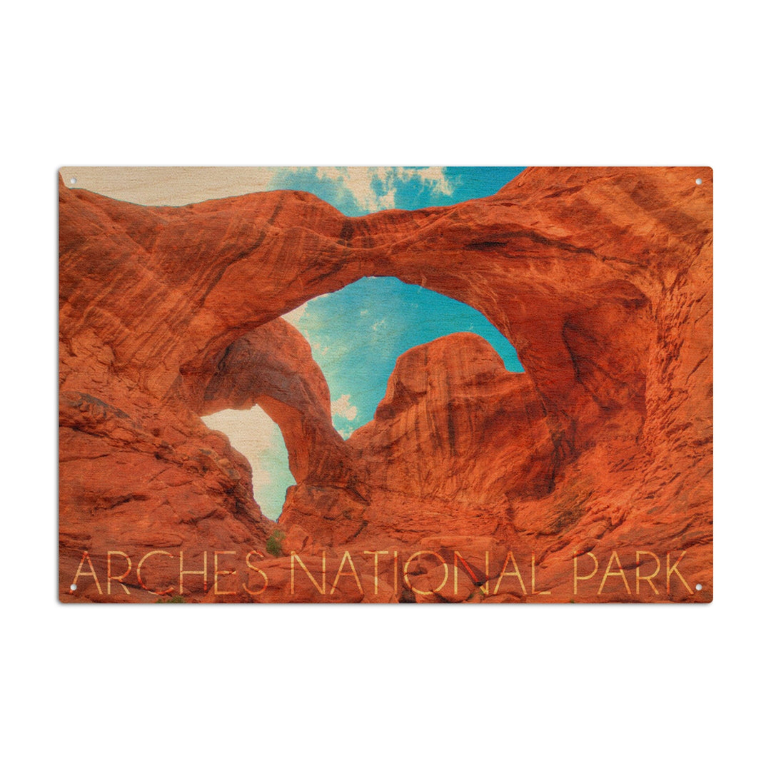 Arches National Park, Utah, Daytime Blue Sky, Lantern Press Photography, Wood Signs and Postcards Wood Lantern Press 10 x 15 Wood Sign 