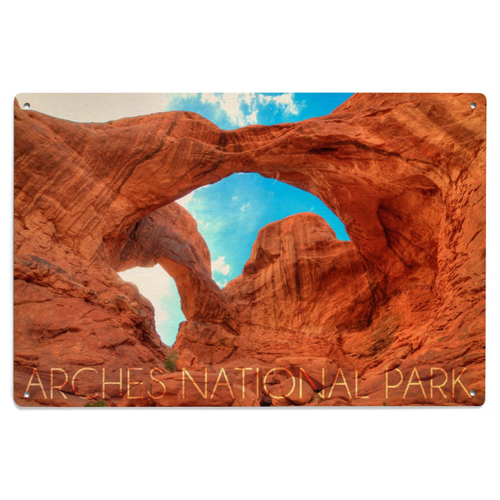 Arches National Park, Utah, Daytime Blue Sky, Lantern Press Photography, Wood Signs and Postcards Wood Lantern Press 