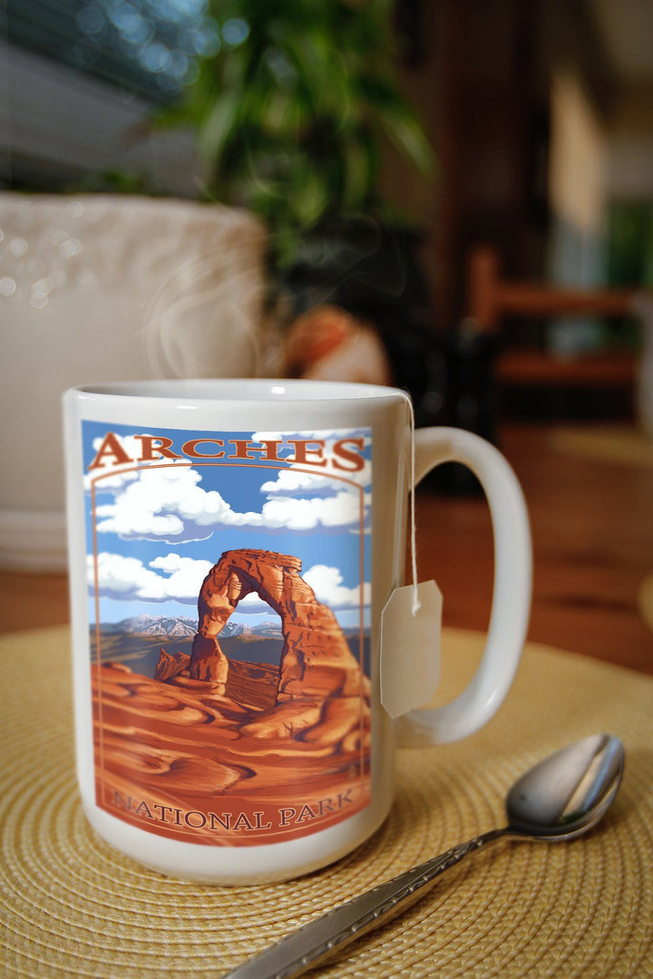 Arches National Park, Utah, Delicate Arch, Day Scene, Lantern Press Artwork, Ceramic Mug Lifestyle-Mug Lantern Press 