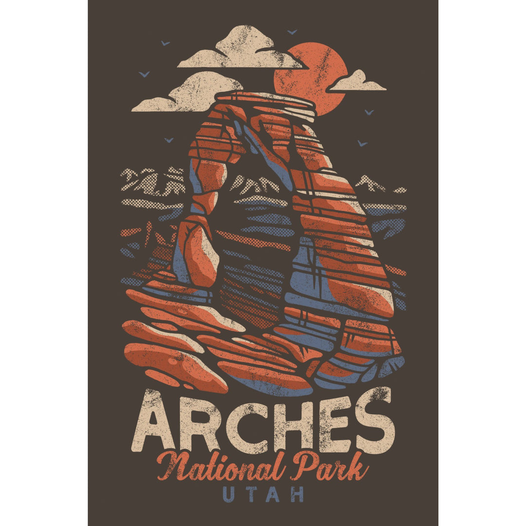 Arches National Park, Utah, Delicate Arch, Distressed Vector, Lantern Press Artwork, Stretched Canvas Canvas Lantern Press 