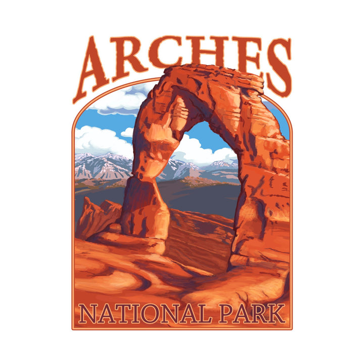 Arches National Park, Utah, Delicate Arch, Painterly Series, Contour, Lantern Press Artwork, Towels and Aprons Kitchen Lantern Press 
