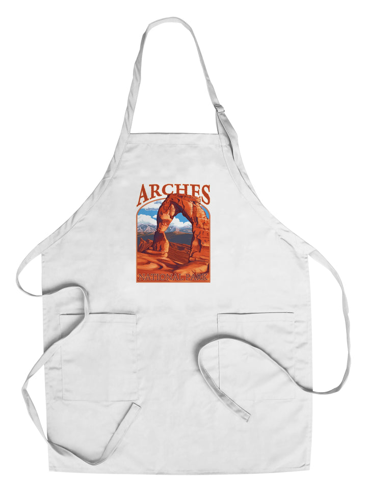 Arches National Park, Utah, Delicate Arch, Painterly Series, Contour, Lantern Press Artwork, Towels and Aprons Kitchen Lantern Press Chef's Apron 