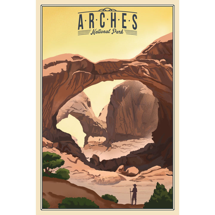 Arches National Park, Utah, Double Arch, Litho, Lantern Press Artwork, Stretched Canvas Canvas Lantern Press 
