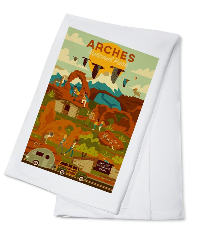 Arches National Park, Utah, Geometric National Park Series, Lantern Press Artwork, Towels and Aprons Kitchen Lantern Press 