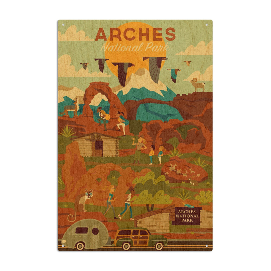 Arches National Park, Utah, Geometric National Park Series, Lantern Press Artwork, Wood Signs and Postcards Wood Lantern Press 10 x 15 Wood Sign 