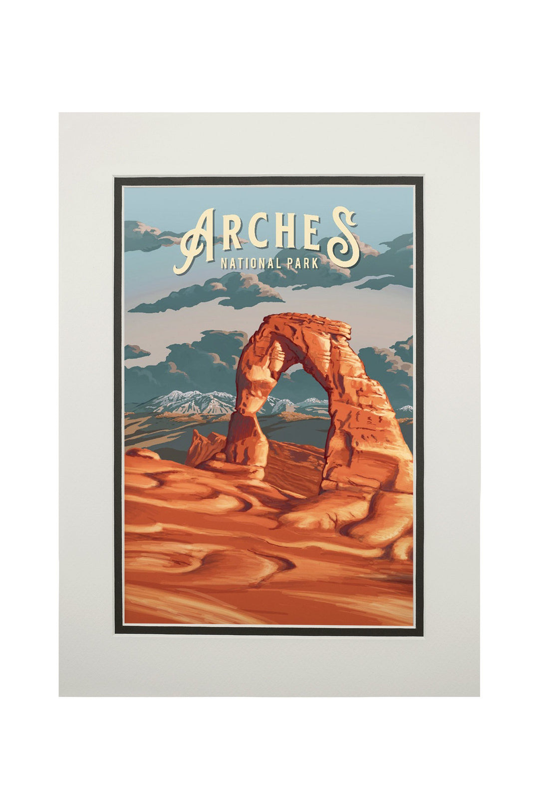 Arches National Park, Utah, Painterly National Park Series, Art Prints and Metal Signs Art Lantern Press 11 x 14 Matted Art Print 