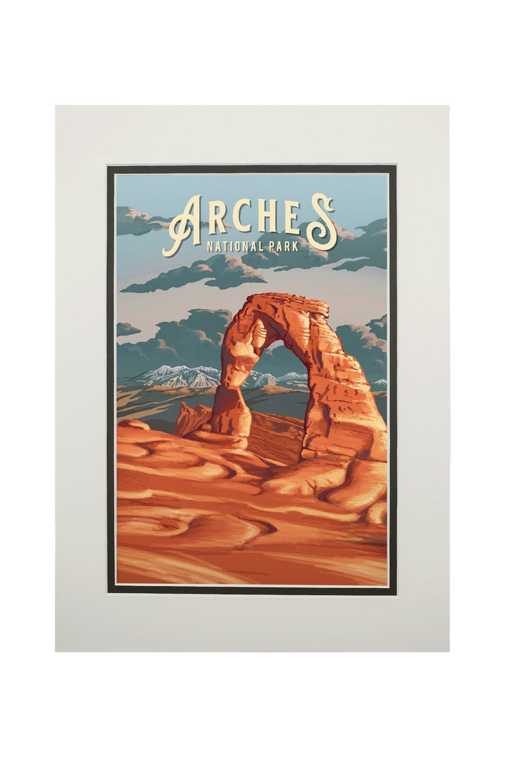 Arches National Park, Utah, Painterly National Park Series, Art Prints and Metal Signs Art Lantern Press 11 x 14 Matted Art Print 