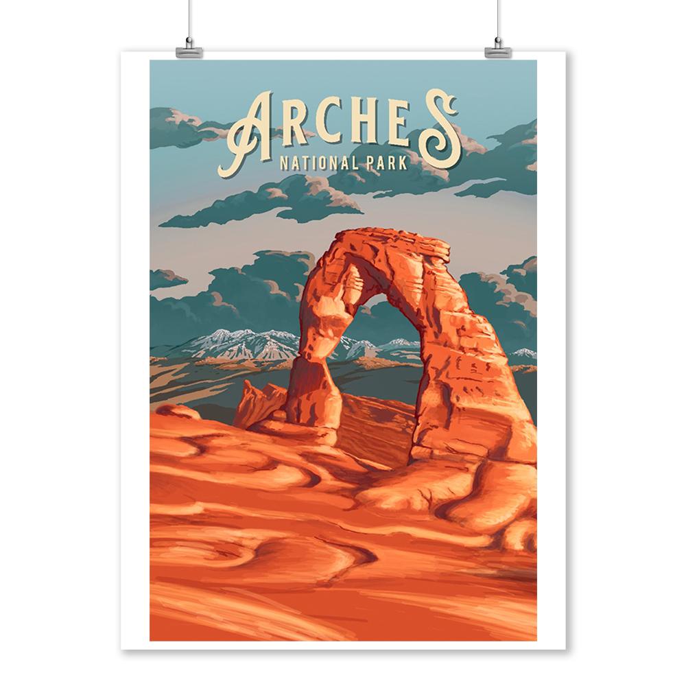 Arches National Park, Utah, Painterly National Park Series, Art Prints and Metal Signs Art Lantern Press 12 x 18 Art Print 