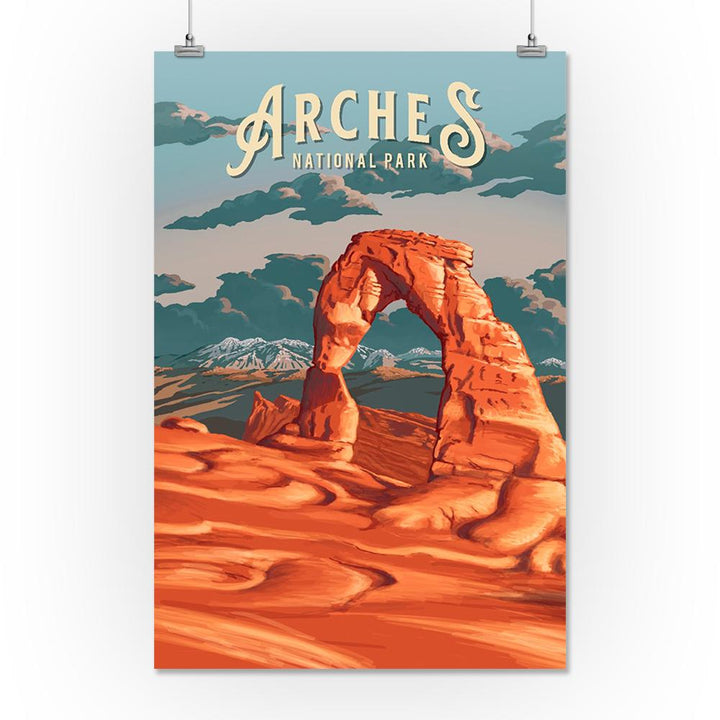 Arches National Park, Utah, Painterly National Park Series, Art Prints and Metal Signs Art Lantern Press 16 x 24 Giclee Print 