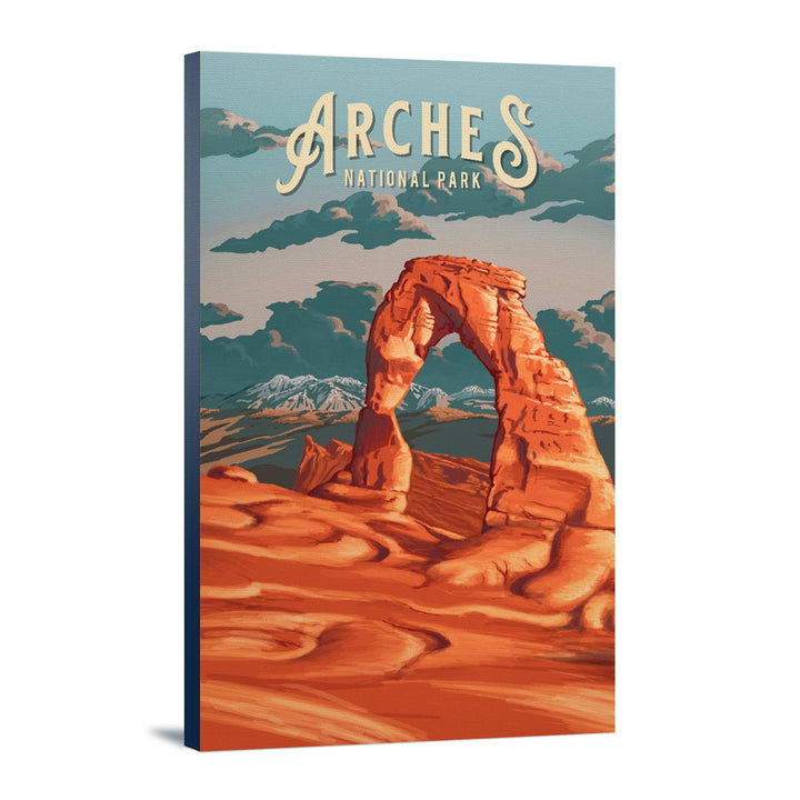 Arches National Park, Utah, Painterly National Park Series, Stretched Canvas Canvas Lantern Press 12x18 Stretched Canvas 