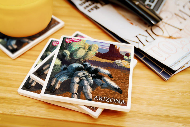 Arizona, Blond Tarantula, Lantern Press Poster, Coaster Set Coasters Lantern Press 