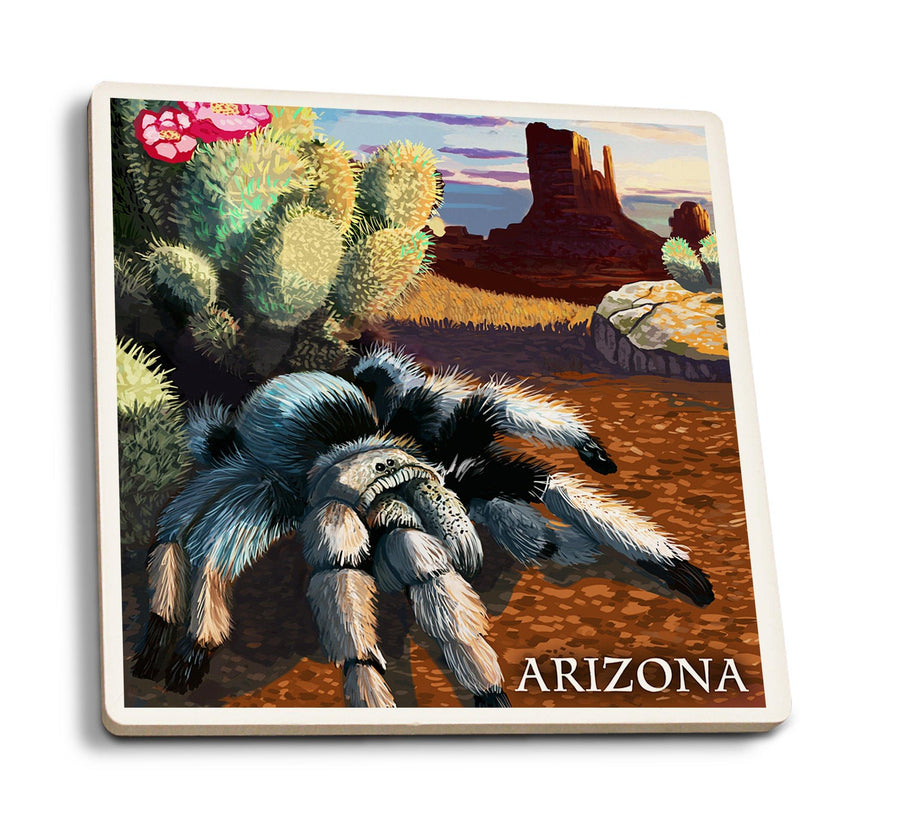 Arizona, Blond Tarantula, Lantern Press Poster, Coaster Set Coasters Lantern Press 