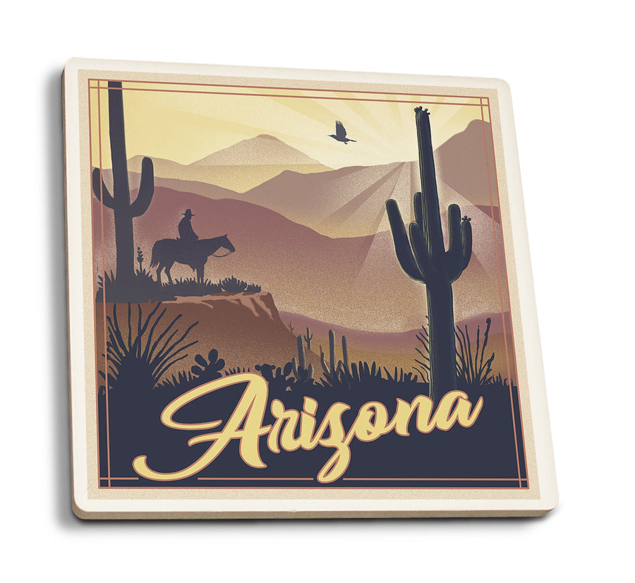 Arizona, Desert Scene, Lithograph, Lantern Press Artwork, Coaster Set Coasters Lantern Press 