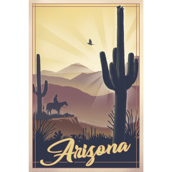 Arizona, Desert Scene, Lithograph, Lantern Press Artwork, Stretched Canvas Canvas Lantern Press 