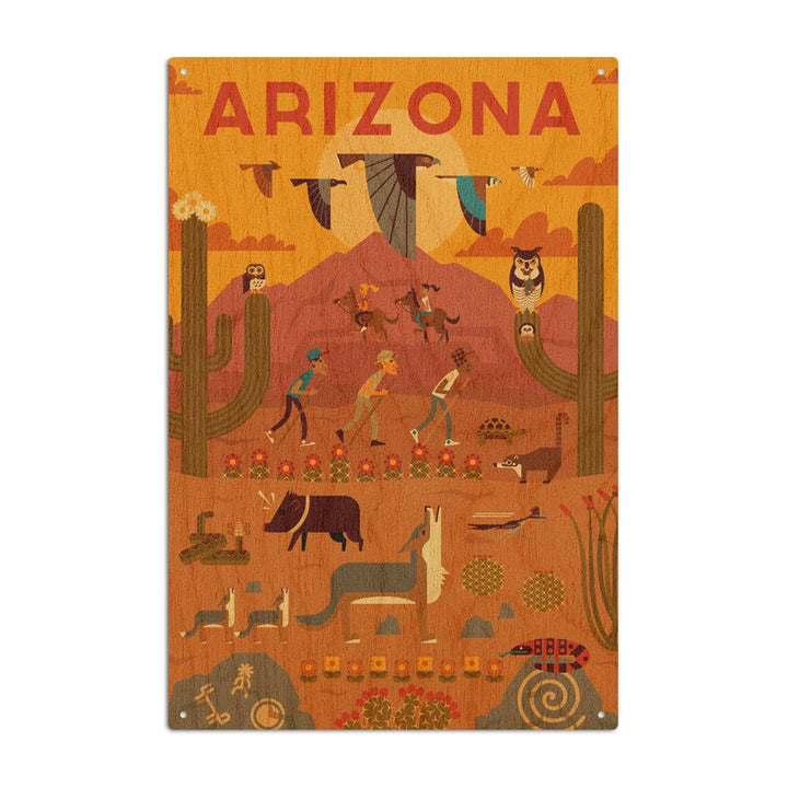 Arizona, Geometric, Lantern Press Artwork, Wood Signs and Postcards Wood Lantern Press 10 x 15 Wood Sign 