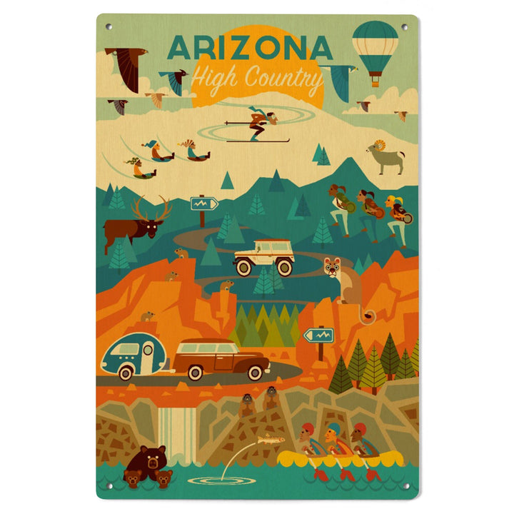 Arizona High Country, Mountain Geometric, Lantern Press Artwork, Wood Signs and Postcards Wood Lantern Press 