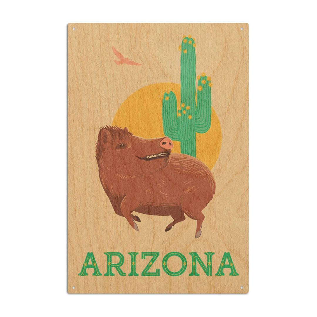 Arizona, Javelina, Lantern Press Artwork, Wood Signs and Postcards Wood Lantern Press 10 x 15 Wood Sign 