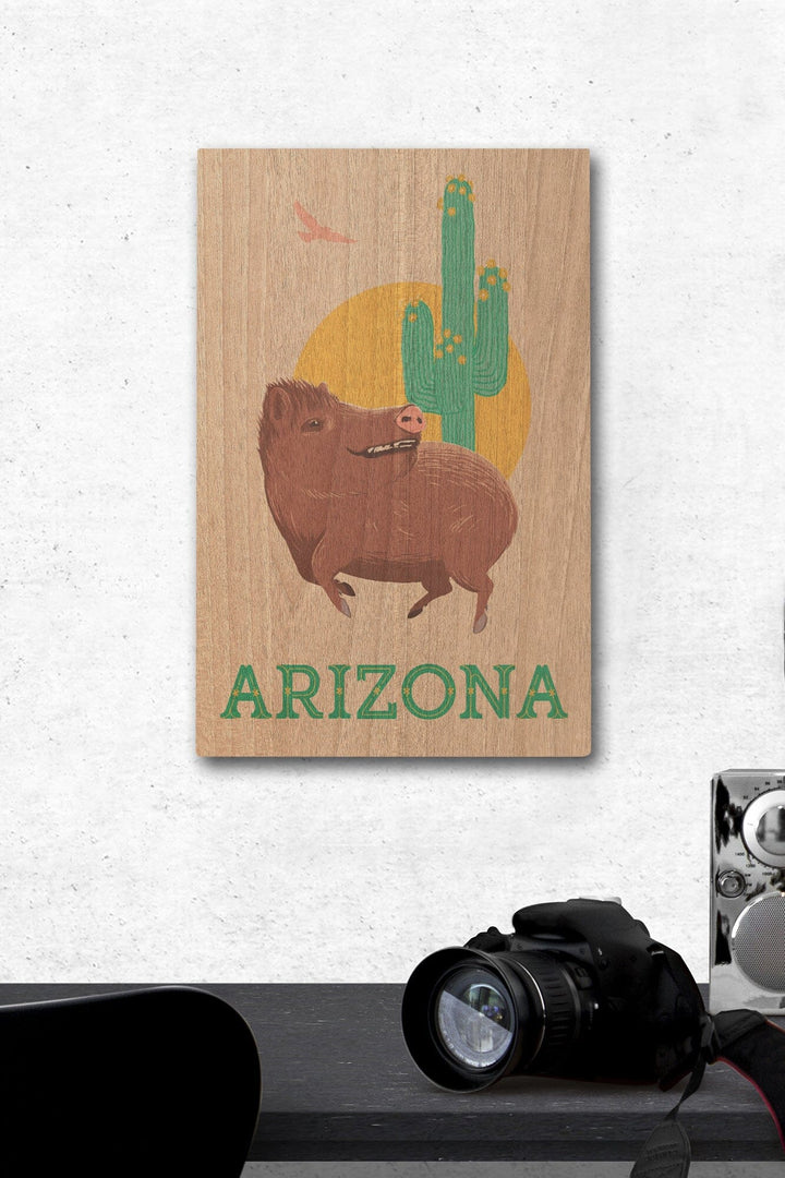 Arizona, Javelina, Lantern Press Artwork, Wood Signs and Postcards Wood Lantern Press 12 x 18 Wood Gallery Print 