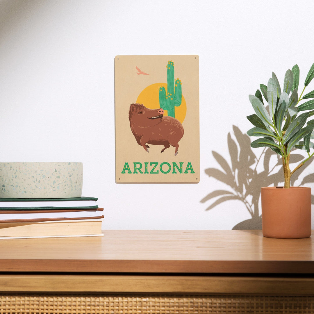 Arizona, Javelina, Lantern Press Artwork, Wood Signs and Postcards Wood Lantern Press 