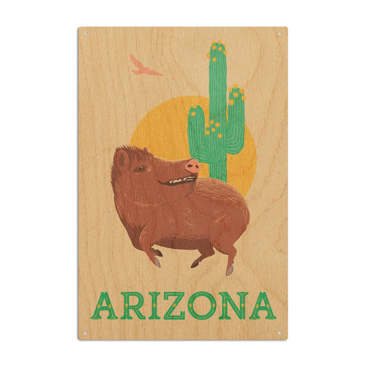 Arizona, Javelina, Lantern Press Artwork, Wood Signs and Postcards Wood Lantern Press 6x9 Wood Sign 