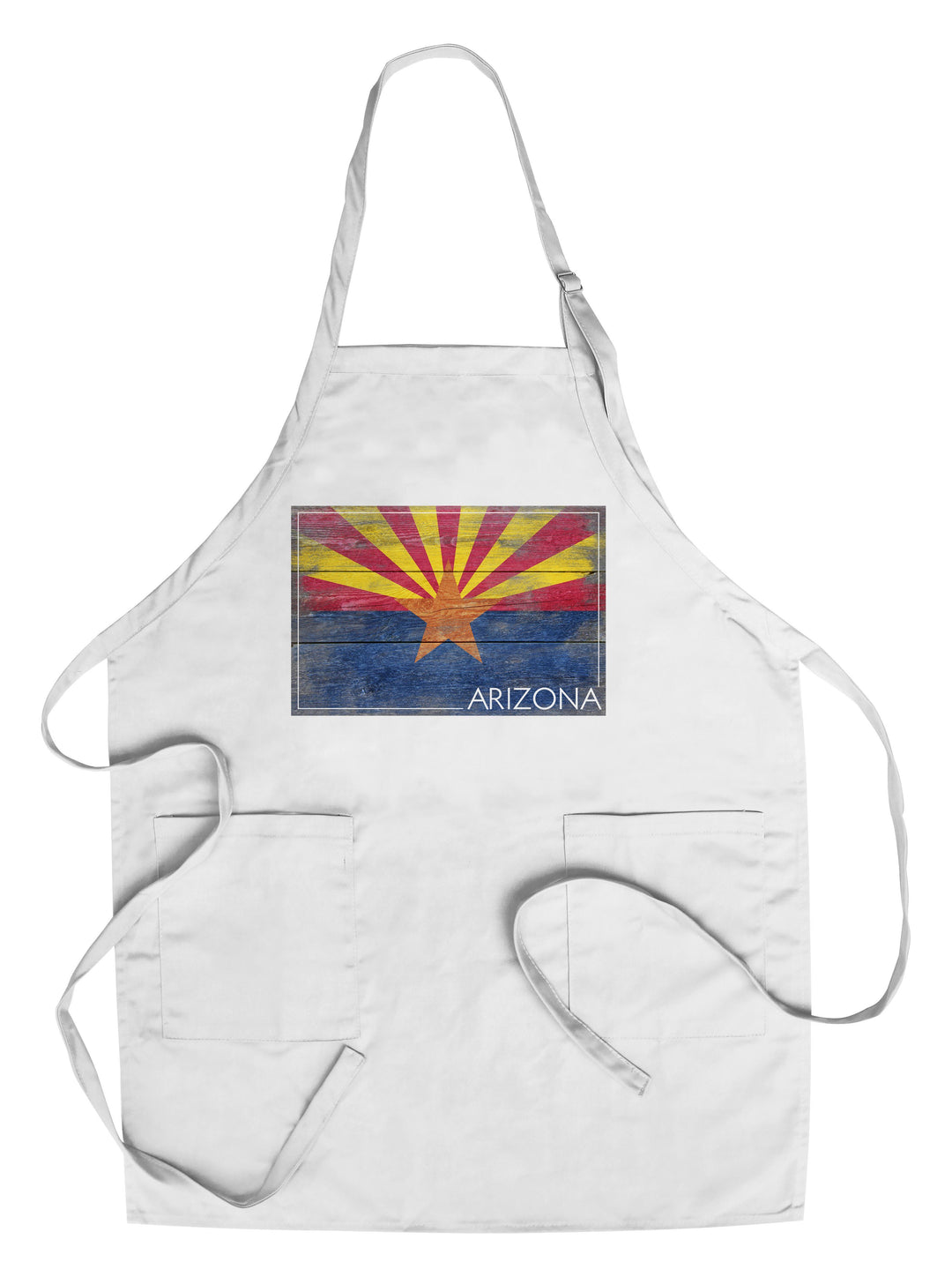 Arizona, Rustic State Flag, Lantern Press Artwork, Towels and Aprons Kitchen Lantern Press Chef's Apron 