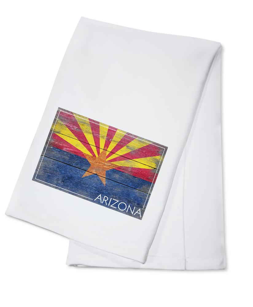Arizona, Rustic State Flag, Lantern Press Artwork, Towels and Aprons Kitchen Lantern Press Cotton Towel 