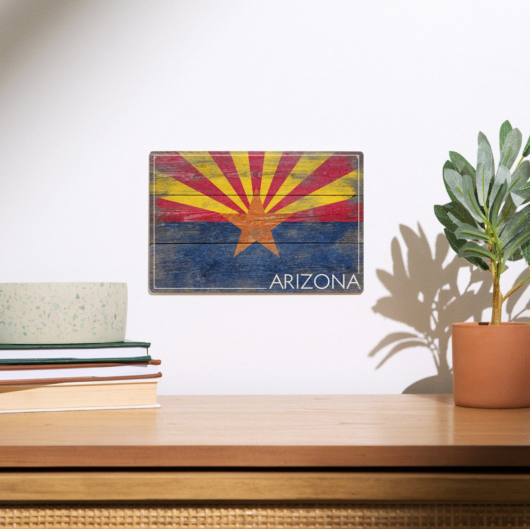 Arizona, Rustic State Flag, Lantern Press Artwork, Wood Signs and Postcards Wood Lantern Press 