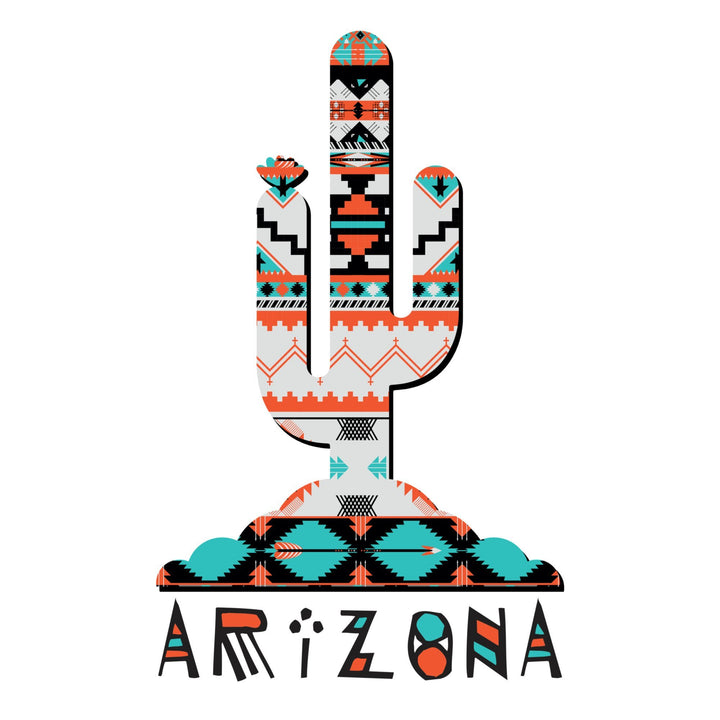 Arizona, Saguaro Cactus, Tribal Pattern, Contour, Lantern Press Artwork, Towels and Aprons Kitchen Lantern Press 