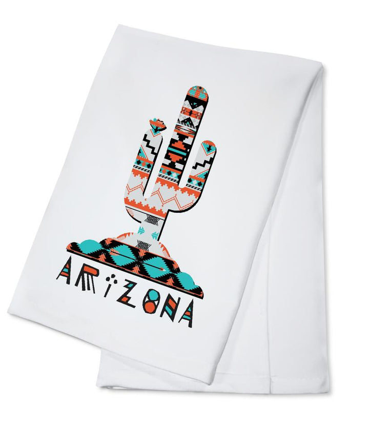 Arizona, Saguaro Cactus, Tribal Pattern, Contour, Lantern Press Artwork, Towels and Aprons Kitchen Lantern Press Cotton Towel 