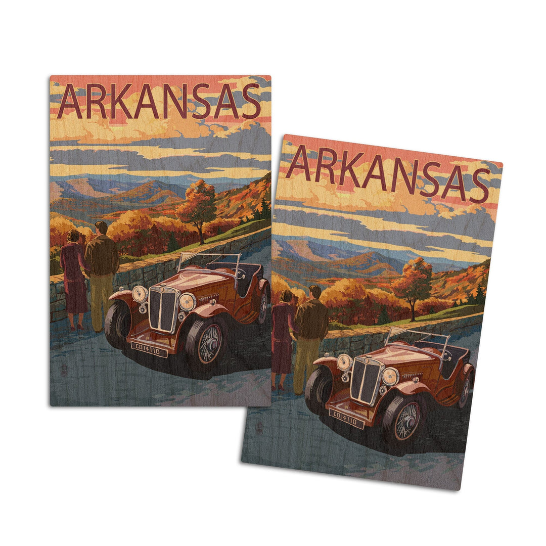 Arkansas, Outlook & Sunset Scene, Lantern Press Artwork, Wood Signs and Postcards Wood Lantern Press 4x6 Wood Postcard Set 