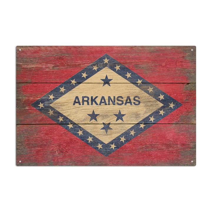 Arkansas, Rustic State Flag, Lantern Press Artwork, Wood Signs and Postcards Wood Lantern Press 10 x 15 Wood Sign 