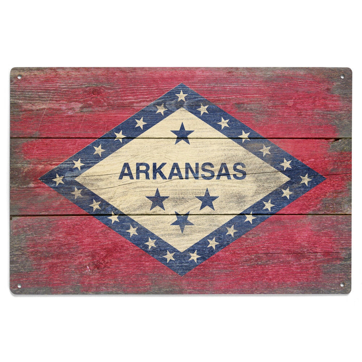 Arkansas, Rustic State Flag, Lantern Press Artwork, Wood Signs and Postcards Wood Lantern Press 