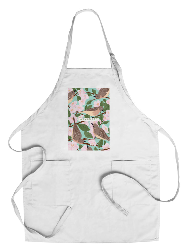 Arkansas, State Bird and Flower Collection, Mockingbird and Apple Blossom, Lantern Press Artwork, Towels and Aprons Kitchen Lantern Press Chef's Apron 