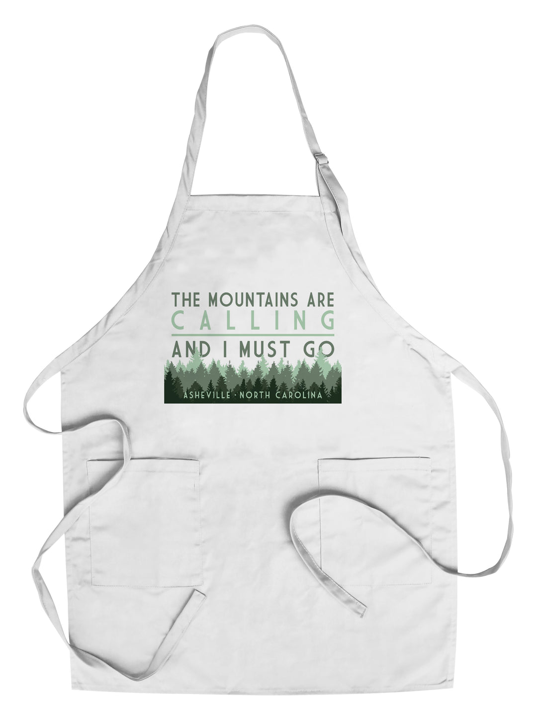 Asheville, North Carolina, The Mountains Are Calling, Pine Trees, Lantern Press Artwork, Towels and Aprons Kitchen Lantern Press Chef's Apron 