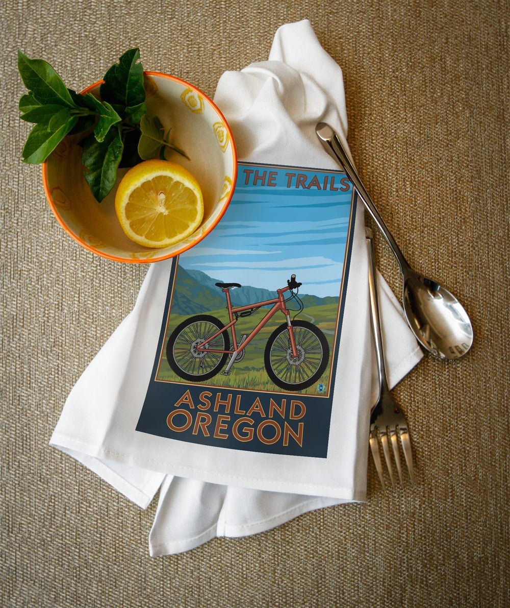 Ashland, Oregon, Mountain Bike Scene, Ride the Trails, Lantern Press Artwork, Towels and Aprons Kitchen Lantern Press 