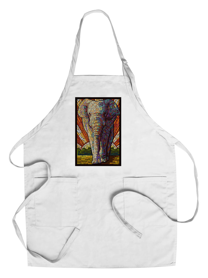 Asian Elephant, Paper Mosaic, Lantern Press Poster, Towels and Aprons Kitchen Lantern Press Chef's Apron 