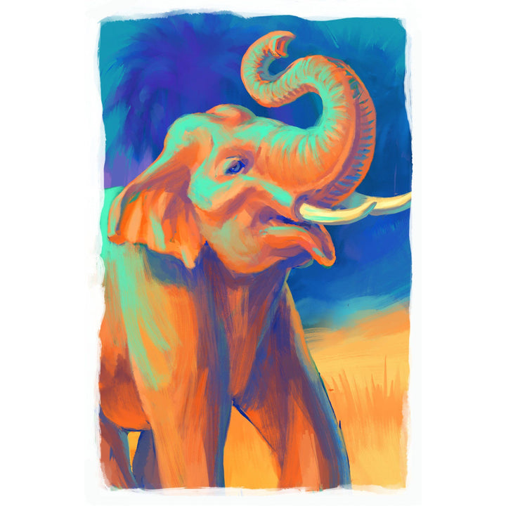 Asian Elephant, Vivid, Lantern Press Artwork, Stretched Canvas Canvas Lantern Press 