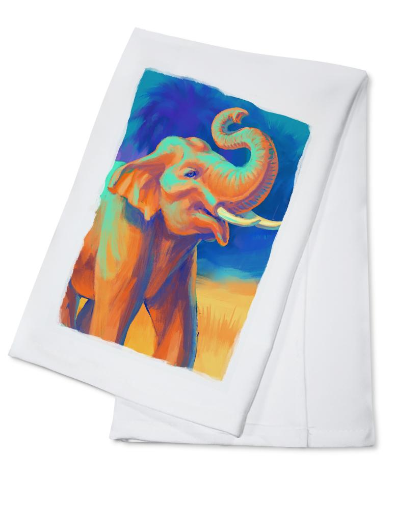 Asian Elephant, Vivid, Lantern Press Artwork, Towels and Aprons Kitchen Lantern Press Cotton Towel 