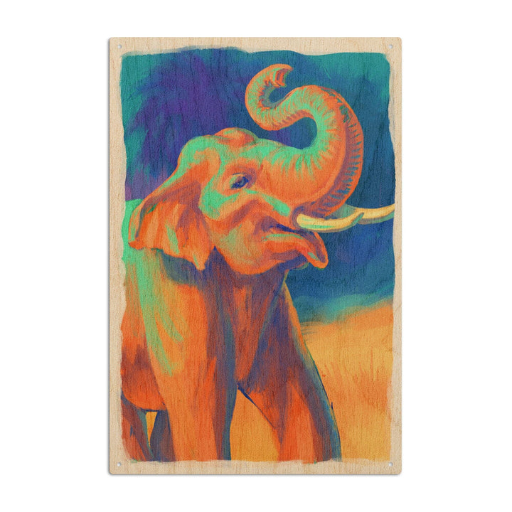 Asian Elephant, Vivid, Lantern Press Artwork, Wood Signs and Postcards Wood Lantern Press 6x9 Wood Sign 