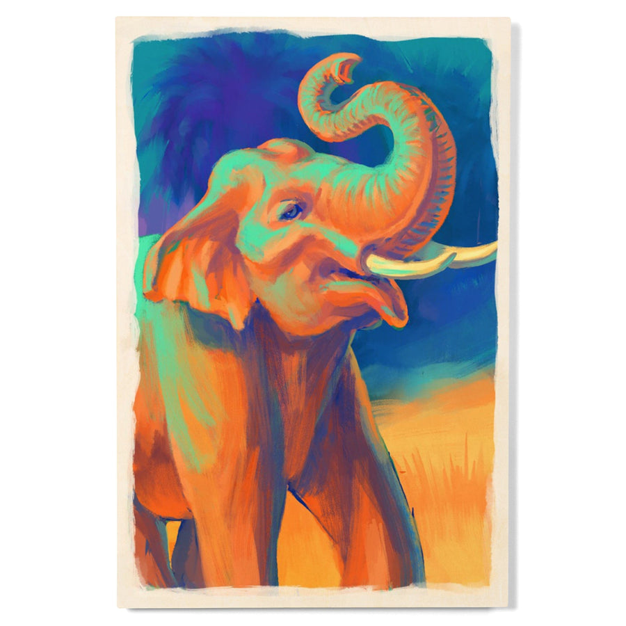 Asian Elephant, Vivid, Lantern Press Artwork, Wood Signs and Postcards Wood Lantern Press 