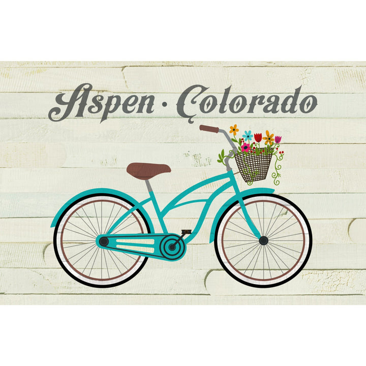 Aspen, Colorado, Beach Cruiser & Basket, The Simple Life, Lantern Press Artwork, Towels and Aprons Kitchen Lantern Press 