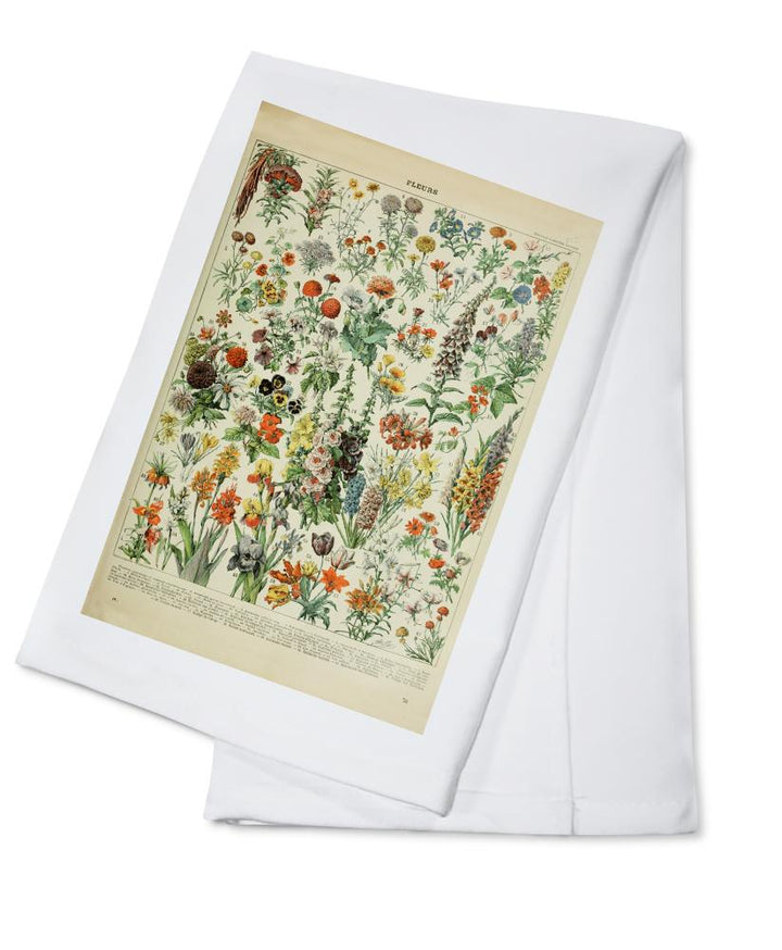 Assorted Flowers, A, Vintage Bookplate, Adolphe Millot Artwork, Towels and Aprons Kitchen Lantern Press 