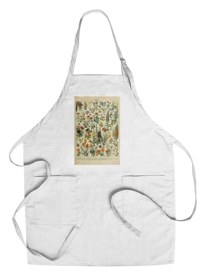Assorted Flowers, A, Vintage Bookplate, Adolphe Millot Artwork, Towels and Aprons Kitchen Lantern Press Chef's Apron 