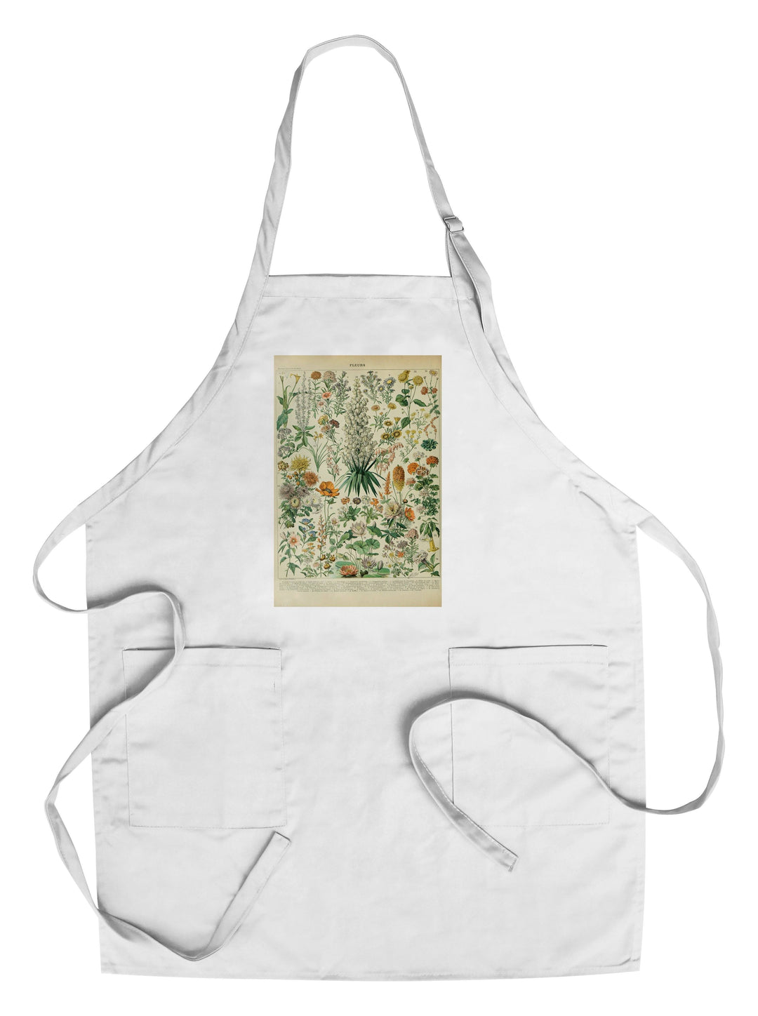Assorted Flowers, B, Vintage Bookplate, Adolphe Millot Artwork, Towels and Aprons Kitchen Lantern Press Chef's Apron 